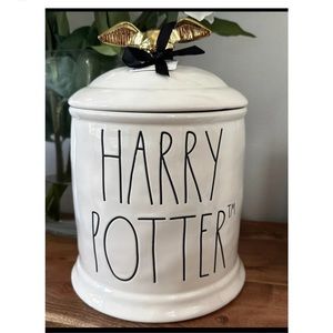 Harry Potter White Ceramic Cookie Jar with Golden Snitch Lid